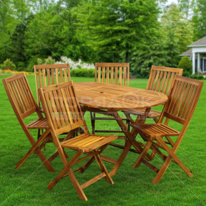 Мебель садовая Green Days, Просто и удобно, дерево, стол, 150х90х74 см, 6 стульев