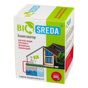 Биоактиватор Biosreda для всех видов септиков и автономных канализаций, 600 гр 24 пакета