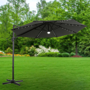 Зонт садовый 3х3 м, серый, с регулировкой высоты и светодиодной подсветкой, Green Days