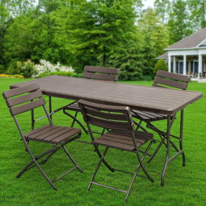 Мебель садовая Green Days, Уют, коричневая, стол, 180х75 см, 4 стула, MZK-180+YC-043 SET (1+4)