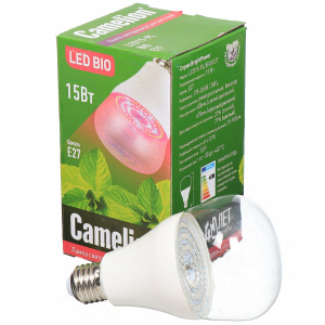 Лампочка светодиодная для растений, E27, 15 Вт, 125 Вт, Camelion, Фито LED15-PL/BIO, 12770