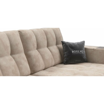 Диван BOSS.XO велюр Alkantara пепел / WOOD Rock