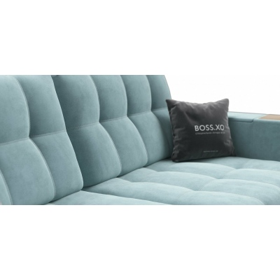 Диван BOSS.XO велюр Monolit аква / WOOD Snow