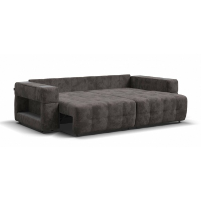 Диван BOSS.XO велюр Alkantara серый / WOOD Rock