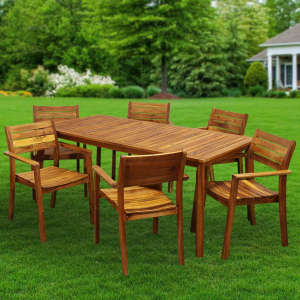 Мебель садовая Green Days, Оригинальный, дерево, стол, 180х90х80 см, 6 стульев, 120 кг, DS-DT07