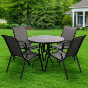 Мебель садовая Green Days, Эльза, черная, стол, 90х90х70 см, 4 стула, 80 кг, YTCT019-grey-blk