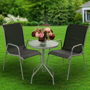 Мебель садовая Green Days, Элеонора, черная, стол, 50х71 см, 2 стула, YTCT013