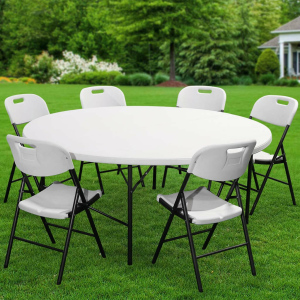 Мебель садовая Green Days, Марьяна, белая, стол, 180х180х74 см, 6 стульев, 100 кг, ZY-180 + YC-050x6