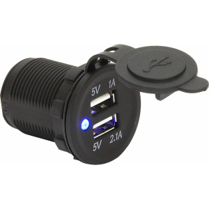 Гнездо питания с USB-разъемами, 3,1 А, светодиод more-10264221