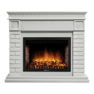 Электрокамин с широким очагом 2D Electrolux EFP/P-2720RLS с порталом Firelight Bricks 25 U (угловой) камень белый, белая эмаль