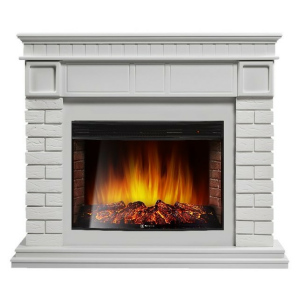 Электрокамин с широким очагом 2D Electrolux EFP/P-3320RLS с порталом Firelight Bricks 30 U (угловой) кирпич белый/белая эмаль