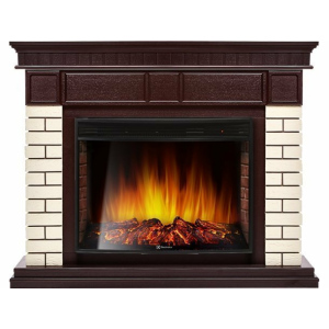 Электрокамин с широким очагом 2D Electrolux EFP/P-3320RLS с порталом Firelight Bricks 30 U (угловой) кирпич бежевый/тёмный дуб