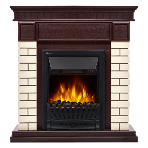 Электрокамин с классическим очагом 2D Electrolux EFP/P-1020LS с порталом Firelight Bricks Classic кирпич бежевый/шпон тёмный дуб