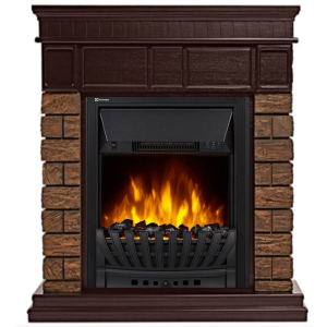 Электрокамин с классическим очагом 2D Electrolux EFP/P-1020LS с порталом Firelight Bricks Wood Classic камень коричневый, шпон темный дуб