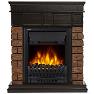 Электрокамин с классическим очагом 2D Electrolux EFP/P-1020LS с порталом Firelight Bricks Wood Classic камень темный, шпон венге