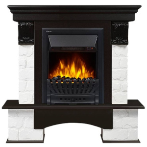 Электрокамин с классическим очагом 2D Electrolux EFP/P-1020LS с порталом Firelight Forte Classic камень белый, темный дуб
