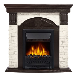 Электрокамин с классическим очагом 2D Electrolux EFP/P-1020LS с порталом Firelight Torre Classic камень белый, венге