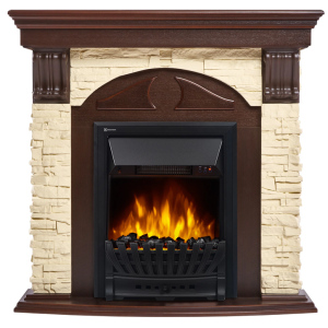 Электрокамин с классическим очагом 2D Electrolux EFP/P-1020LS с порталом Firelight Torre Classic камень слоновая кость, темный дуб