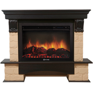 Электрокамин с широким очагом 2D Electrolux EFP/P-3020LS с порталом Firelight Forte 30 U камень бежевый, темный дуб