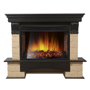 Электрокамин с широким очагом 2D Electrolux EFP/P-3320RLS с порталом Firelight Forte 30 U камень бежевый, темный дуб