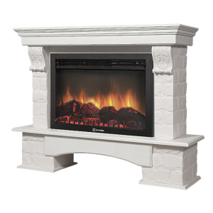 Электрокамин с широким очагом 2D Electrolux EFP/P-3020LS с порталом Firelight Forte 30U (угловой) камень белый, шпон белёный дуб