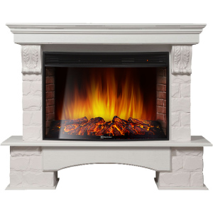 Электрокамин с широким очагом 2D Electrolux EFP/P-3320RLS с порталом Firelight Forte 30U (угловой) камень белый, шпон белёный дуб