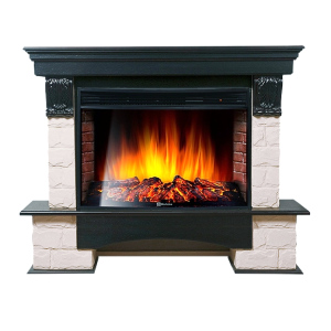 Электрокамин с широким очагом 2D Electrolux EFP/P-3320RLS с порталом Firelight Forte 30U (угловой) камень белый, шпон венге