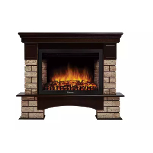 Электрокамин с широким очагом 2D Electrolux EFP/P-3320RLS с порталом Firelight Forte Wood 30 (угловой) камень коричневый, шпон темный дуб