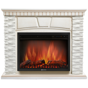 Электрокамин с широким очагом 2D Electrolux EFP/P-2720RLS с порталом Firelight Porto 25 U сланец белый/белёный дуб