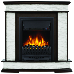 Электрокамин с классическим очагом 2D Electrolux EFP/P-1020LS с порталом Firelight Scala Classic сланец скалистый белый, тёмный дуб