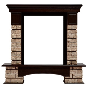 Классический портал для камина Firelight Forte Wood Classic камень коричневый, шпон темный дуб