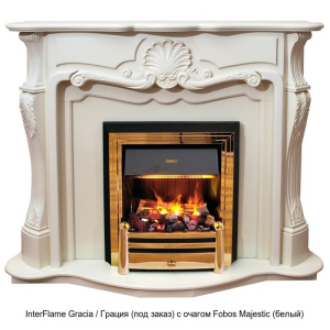 Деревянный камин (портал+очаг) InterFlame Gracia / Грация (под заказ) с очагом Fobos Majestic