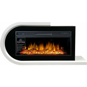 Линейный электрокамин  Royal Flame Basel (белый с черным) с очагом Vision 42 LOG LED
