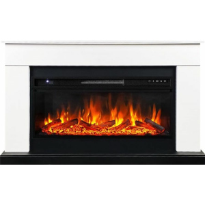Линейный электрокамин  Royal Flame BERGEN белый c очагом Vision 42 LOG LED