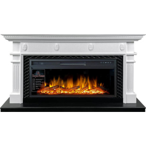 Линейный электрокамин  Royal Flame Carlyle (белый с черным) с очагом Vision 42 LOG LED