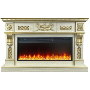 Линейный электрокамин  Royal Flame Corsica (cлоновая кость с патиной) с очагом Vision 42 LED
