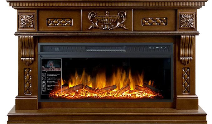 Линейный электрокамин  Royal Flame Corsica (темный дуб) с очагом Vision 42 LOG LED