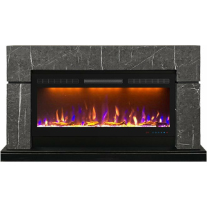 Линейный электрокамин  Royal Flame Lindos 42 SFT Stone Touch серый мрамор c очагом Crystal 40 RF