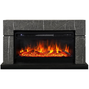 Линейный электрокамин  Royal Flame Lindos 42 SFT Stone Touch серый мрамор c очагом Vision 42 LOG LED