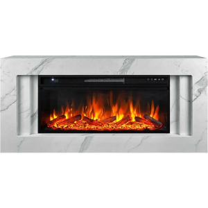 Линейный электрокамин  Royal Flame Line 42 SFT White Marble с очагом Vision 42 LOG LED