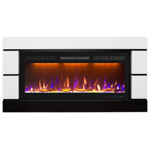 Электрокамин с широким очагом 2D  Royal Flame Modern (белый с черным) с очагом Crystal 36 RF
