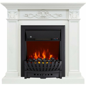 Электрокамин с классическим очагом 2D  Royal Flame Verona (белый дуб) с очагом Aspen Black