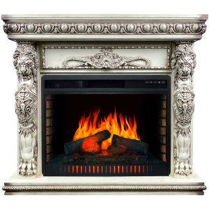 Электрокамин с широким очагом 2D  Royal Flame Windsor с очагом Vision 30 EF LED FX (слоновая кость с темной патиной)