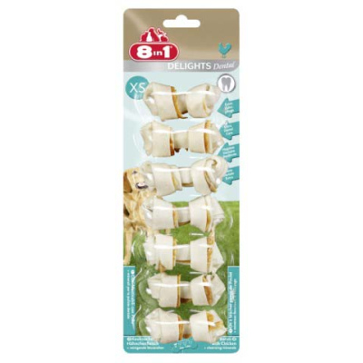 8in1 Dental Delights XS косточки с куриным мясом для мелких собак с минералами (7*7,5 см.)