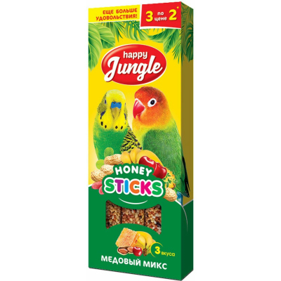 Happy Jungle Палочки для птиц 3 шт. (Мед, 90 г.)