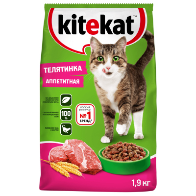 Kitekat сухой корм для кошек (Телятина, 1,9 кг.)