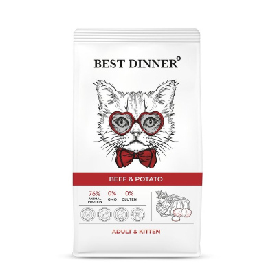 Best Dinner Adult Kitten Beef Potato сухой корм для котят с 1 месяца и взрослых кошек с говядиной и картофелем 400 г