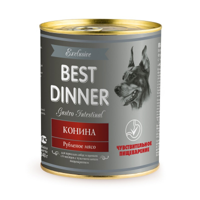 Best Dinner Exclusive Gastro Intestinal влажный корм для собак с чувствительным пищеварением, с кониной, фарш, в консервах 340 г