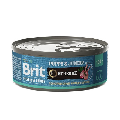 Brit Premium by Nature Puppy Junior полнорационный влажный корм для щенков, фарш из ягненка, в консервах 100