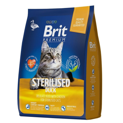 Brit Premium Cat Sterilised сухой корм для взрослых стерилизованных кошек c уткой и курицей